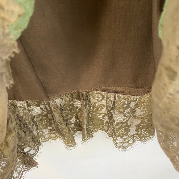 Hazel Lace Boho Tiered Dress Size M Brown Ruffle Fairy Grunge Geo Dots Grandma - Picture 6 of 8